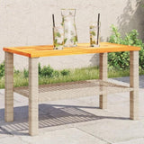 Garden Table Beige 70x38x42 cm Poly Rattan Acacia Wood 366272