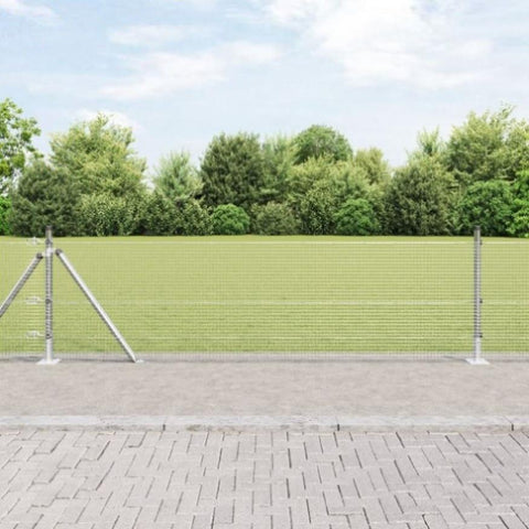 ZNTS Fence Post Set Set of 2 Galvanised steel 10 x 0.5 m Durable 3352270