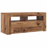 TV Cabinet with LED Lights Old Wood 90x35x40 cm Engineered Wood 856321