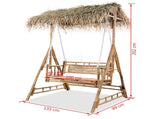 2-Seater Swing Bench with Palm Leaves Bamboo 202 cm 43712