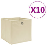 Storage Boxes 10 pcs Non-woven Fabric 28x28x28 cm Cream 325217