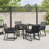 Garden Dining Set 5 pcs Black Powder-Coated Steel 3379318
