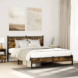 Metal Bed Frame without Mattress Smoked Oak 150x200 cm King Size 4007834