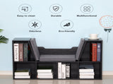 Bookcase Storage Shelf with Cushioned Reading Seat, Cube Bookshelf Organizer for Bedroom Living T3398P340955