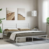 Metal Bed Frame without Mattress with Headboard White 200x200cm 352375