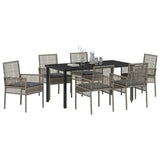 Garden Dining Set with Cushion 7 pcs Grey Poly Rattan 3379881