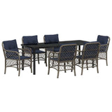 Garden Dining Set with Cushion 7 pcs Grey and Black Rattan 3380251