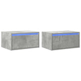 Wall-mounted Bedside Cabinets with LED Lights 2 pcs Concrete Grey 860218