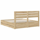 Bed Frame with Drawer Sonoma Oak 200 x 200 cm Engineer Wood 3411480