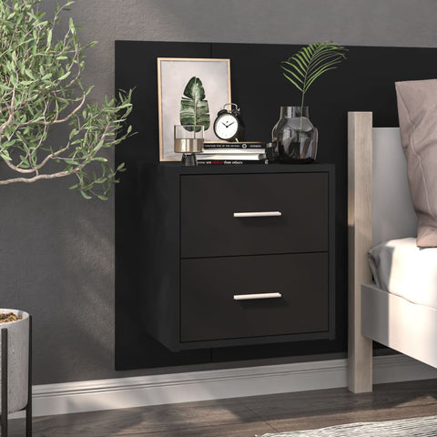 ZNTS Wall-mounted Bedside Cabinet Black 810991