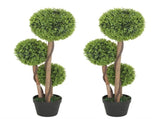 Decorative Artificial Trees Boxwood Ball Topiary Trees Set of 2 in Pot, Fake Plants for Home Indoor T3398P423072