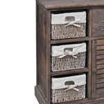 ZNTS Wooden Cabinet 3 Left Weaving Baskets Brown 240795