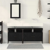 Bathroom Vanity Units with Shelf 3 pcs Black Engineered wood 3334393