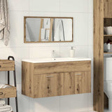 Bathroom Cabinet with Mirror Artisan Oak Engineered Wood 856382