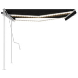 Manual Retractable Awning with LED 4.5x3 m Anthracite 3069964