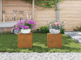 Plant Stand 2 pcs Rusty 24 x 24 x 35 cm Weathering Steel 865812