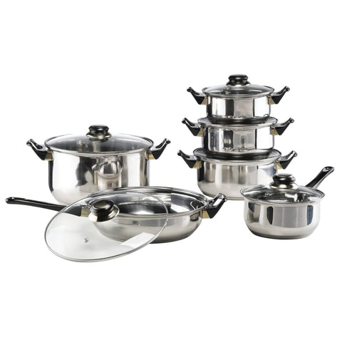ZNTS HI 12 Piece Cookware Set Stainless Steel 423938