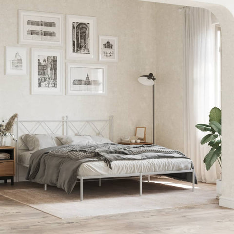Metal Bed Frame without Mattress with Headboard White 160x200cm 376554
