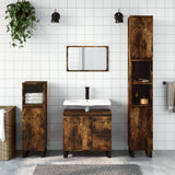 3 Piece Bathroom Furniture Set Smoked Oak Engineered Wood 3190234