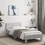 Bed Frame without Mattress with LED Lights Concrete Grey 75x190 cm Small Single 838753