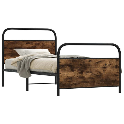 Bed Frame Without Mattress 107x203 cm Smoked Oak Engineered Wood 4100223
