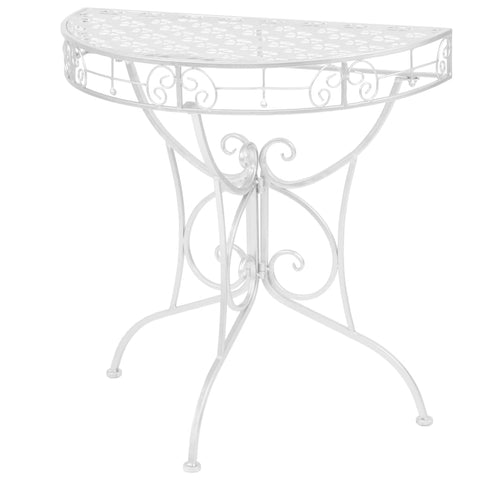 ZNTS Side Table Vintage Style Half Round Metal 72x36x74 cm Silver 245929