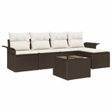 Outdoor Sofa with Cushion 6 pcs Brown Poly Rattan 3345328