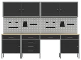 Work Cabinet with Drawer 10 pcs Black Engineered Wood and Steel 3321476