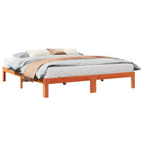 ZNTS Bed Frame without Mattress Wax Brown 160x200 cm Solid Wood Pine 859219