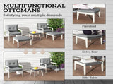 Five-Piece Rattan Patio Set, with Wood-Top Table - Grey T3398P377533
