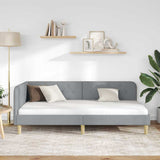 Corner Bed Frame with Headboard Light Grey 90 x 190 cm Fabric 42016561