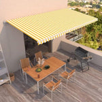 ZNTS Manual Retractable Awning 600x350 cm Yellow and White 3069038