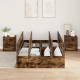 Storage Bed Frame Smoked Oak 120 x 190 cm Engineered Wood 3335425