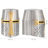 Medieval Crusader Knight Helmet Replica LARP Silver Steel 286206
