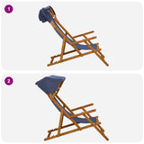 Deck Chair 4 pcs 3 Position Solid Eucalyptus Wood Blue 3407797