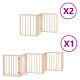Dog Gate with Door Foldable 12 Panels 600 cm Poplar Wood 3155530