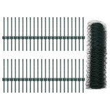 Fence with Post Green 0.4 x 100 m Steel and PVC 3336774