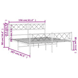 Metal Bed Frame without Mattress with Footboard Black 150x200cm 372297