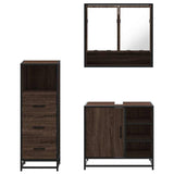 ZNTS 3 Piece Bathroom Furniture Set Brown Oak Engineered Wood 3301059