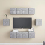 6 Piece TV Cabinet Set Concrete Grey Engineered Wood 3079102