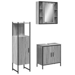 ZNTS 3 Piece Bathroom Cabinet Set Grey Sonoma Engineered Wood 3214763