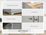 Sideboard with Rubberwood Top and Adjustable Shelves for Dining Room, Kitchen - Grey T3398P378034