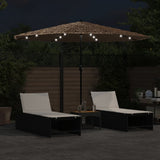 Garden Parasol with LEDs and Steel Pole Brown 324x324x247 cm 4005122