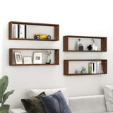 Wall Cube Shelves 4 pcs Brown Oak 80x15x26.5 cm Engineered Wood 815922