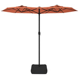 Double-Head Garden Parasol with LEDs Terracotta 316x145 cm 362974