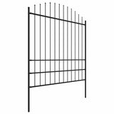 Garden Fence with Spear Top Steel 181x200 cm Black 144945