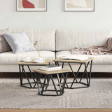 Coffee Table 3 pcs Sonoma Oak Engineered Wood and Steel 868280
