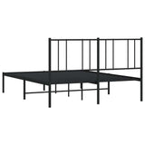 Metal Bed Frame without Mattress with Headboard Black 135x190cm 352479