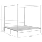 Bed Frame White Powder-coated metal 200x200 cm Durable 325070
