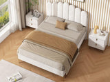 4ft6 Double Premium Velvet Upholstered Bed Frame with Scalloped Channel Tufted Design, Height N652P411467W